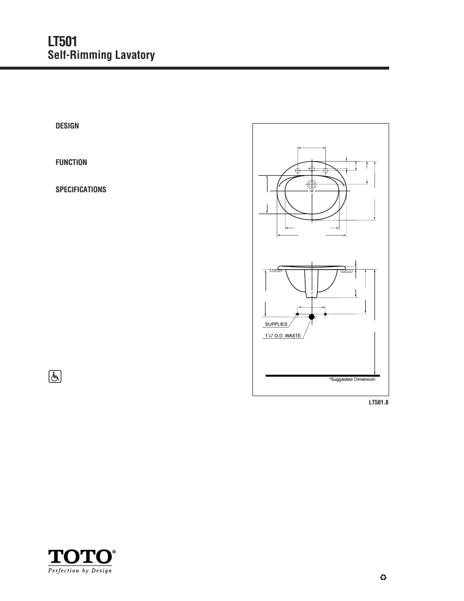 Lt501, Self-rimming lavatory | Factory Direct Hardware Toto LT501.8 User Manual | Page 2 / 2