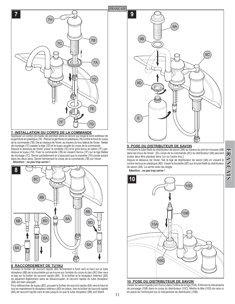 Fran ç ais | Pfister F-049-HA1Y User Manual | Page 11 / 14