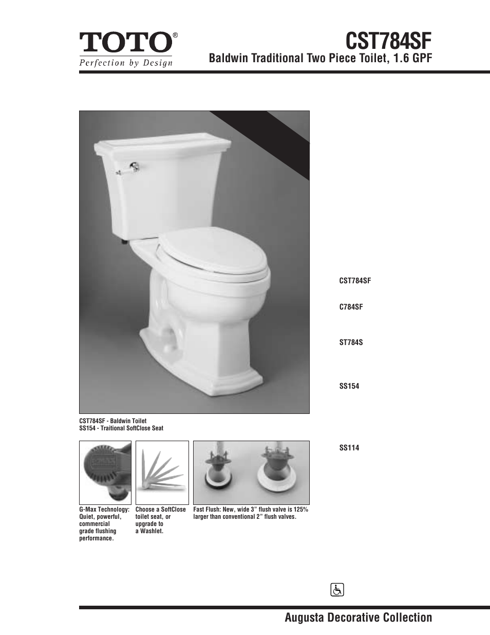 Factory Direct Hardware Toto CST784SF Clayton User Manual | 2 pages