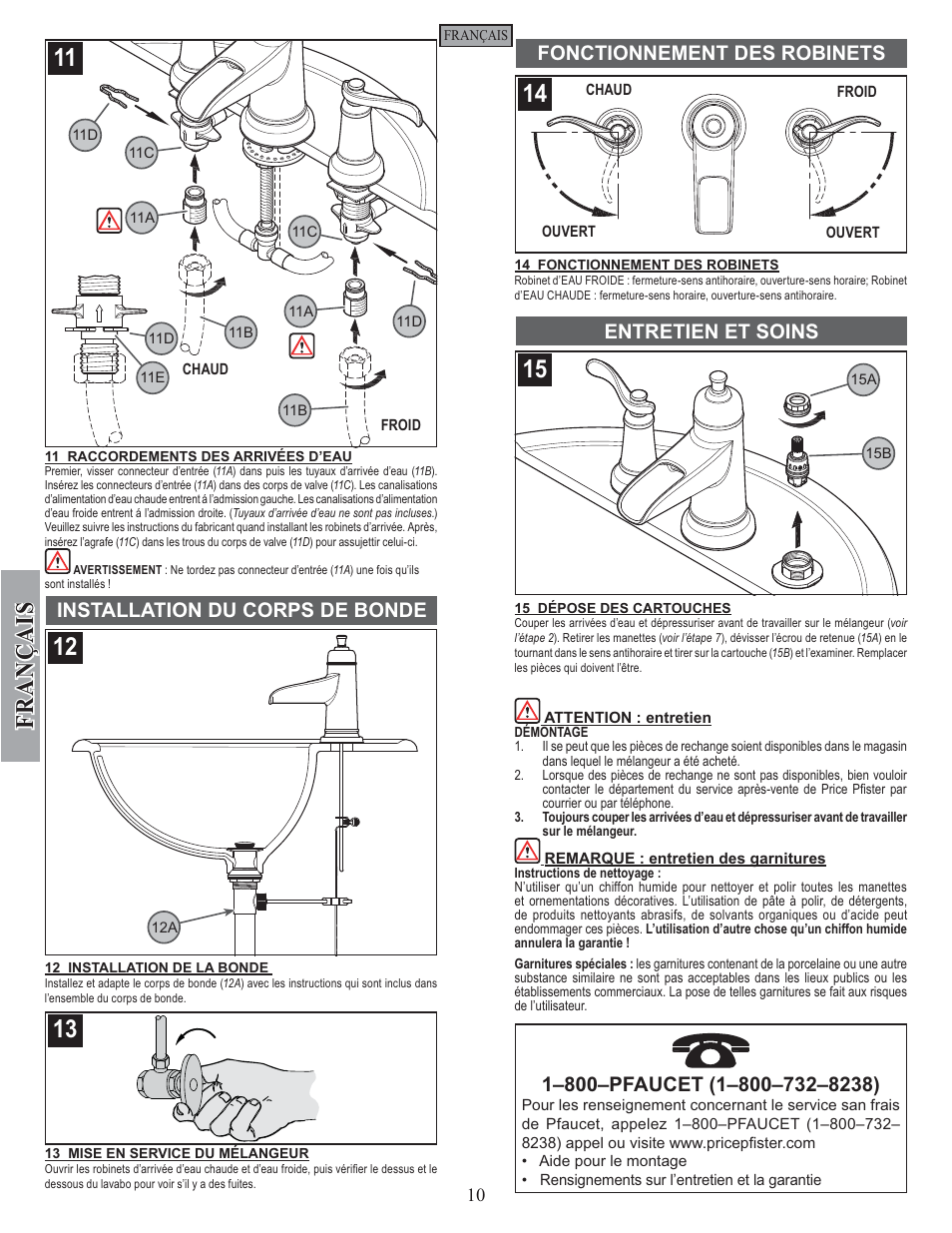Fran ç ais | Factory Direct Hardware Pfister F-049-YW1K User Manual | Page 10 / 12