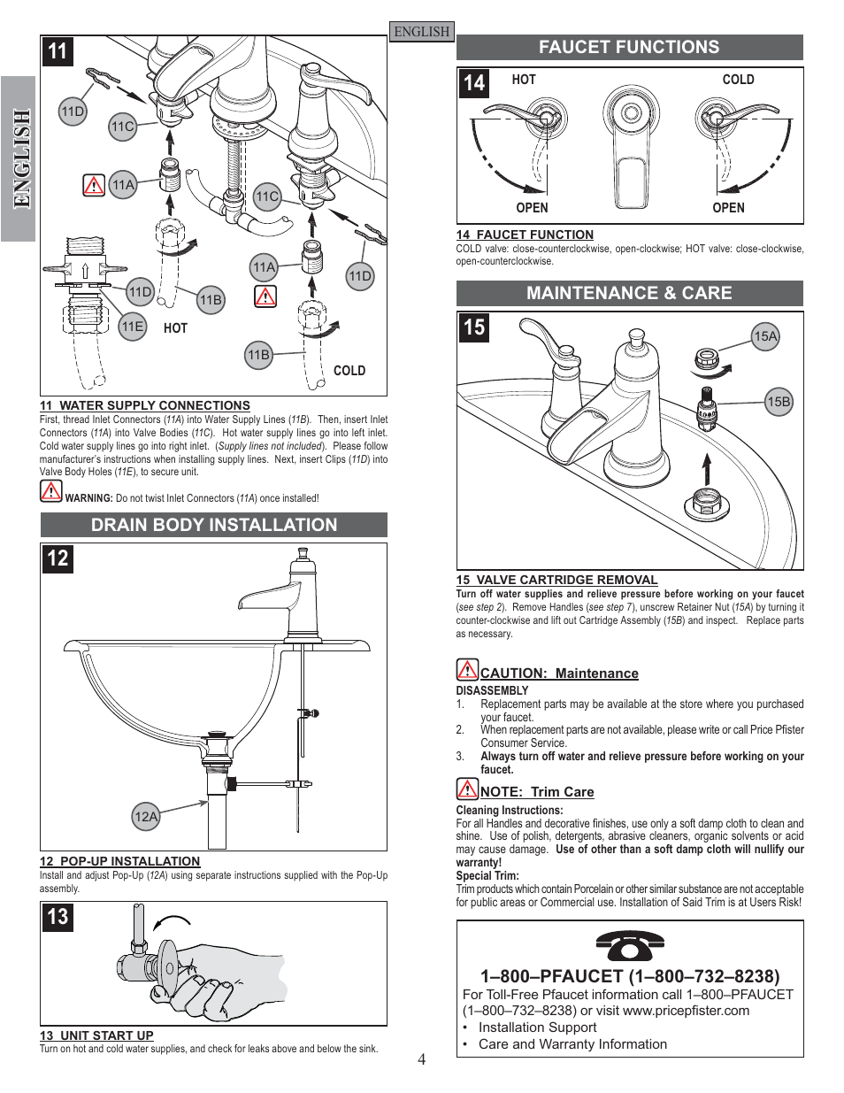 English | Factory Direct Hardware Pfister F-049-YW1K User Manual | Page 4 / 12