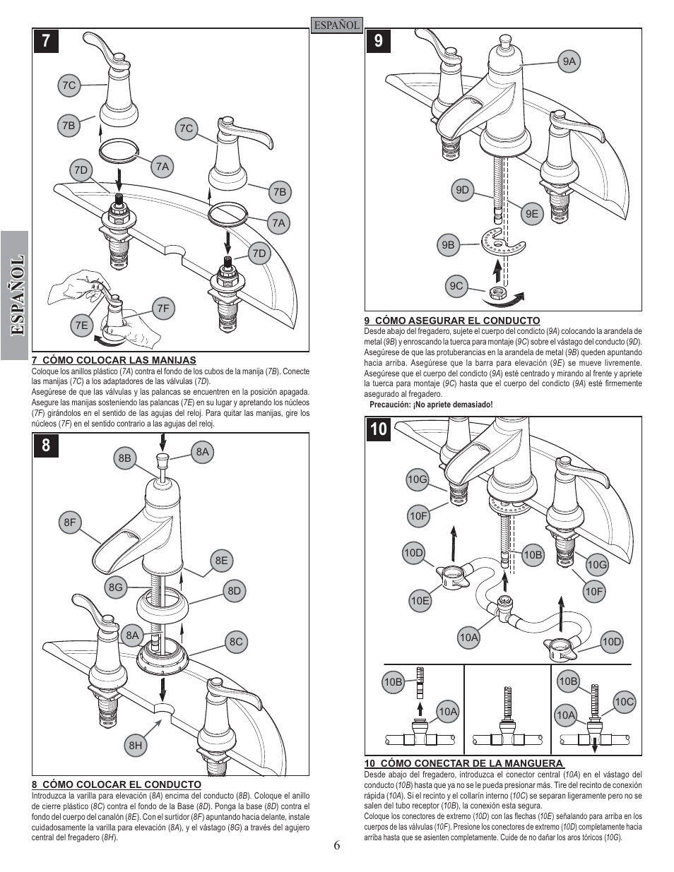 Esp a ñ ol | Factory Direct Hardware Pfister F-049-YW1K User Manual | Page 6 / 12