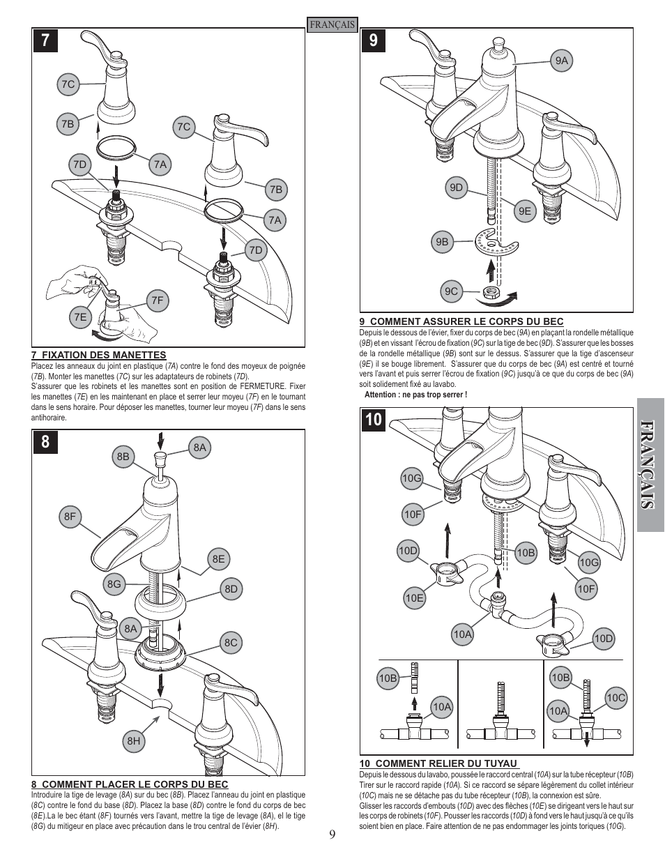 Fran ç ais | Factory Direct Hardware Pfister F-049-YW1K User Manual | Page 9 / 12