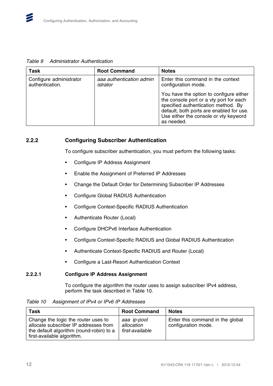 2 configuring subscriber authentication, 1 configure ip address assignment | QTECH SmartEdge 600 Configuration User Manual | Page 16 / 32