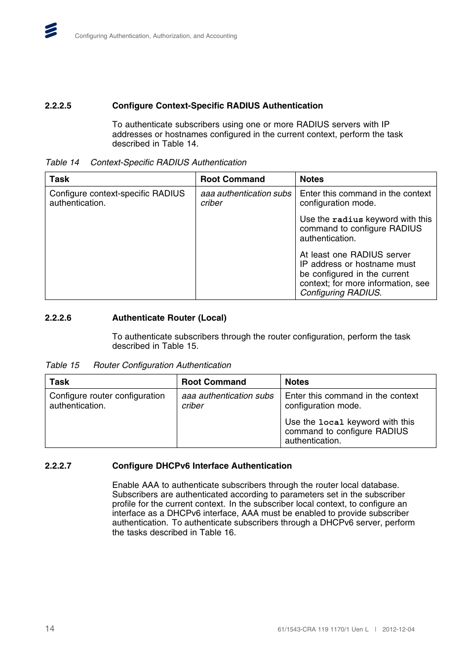 5 configure context-specific radius authentication, 6 authenticate router (local), 7 configure dhcpv6 interface authentication | QTECH SmartEdge 600 Configuration User Manual | Page 18 / 32