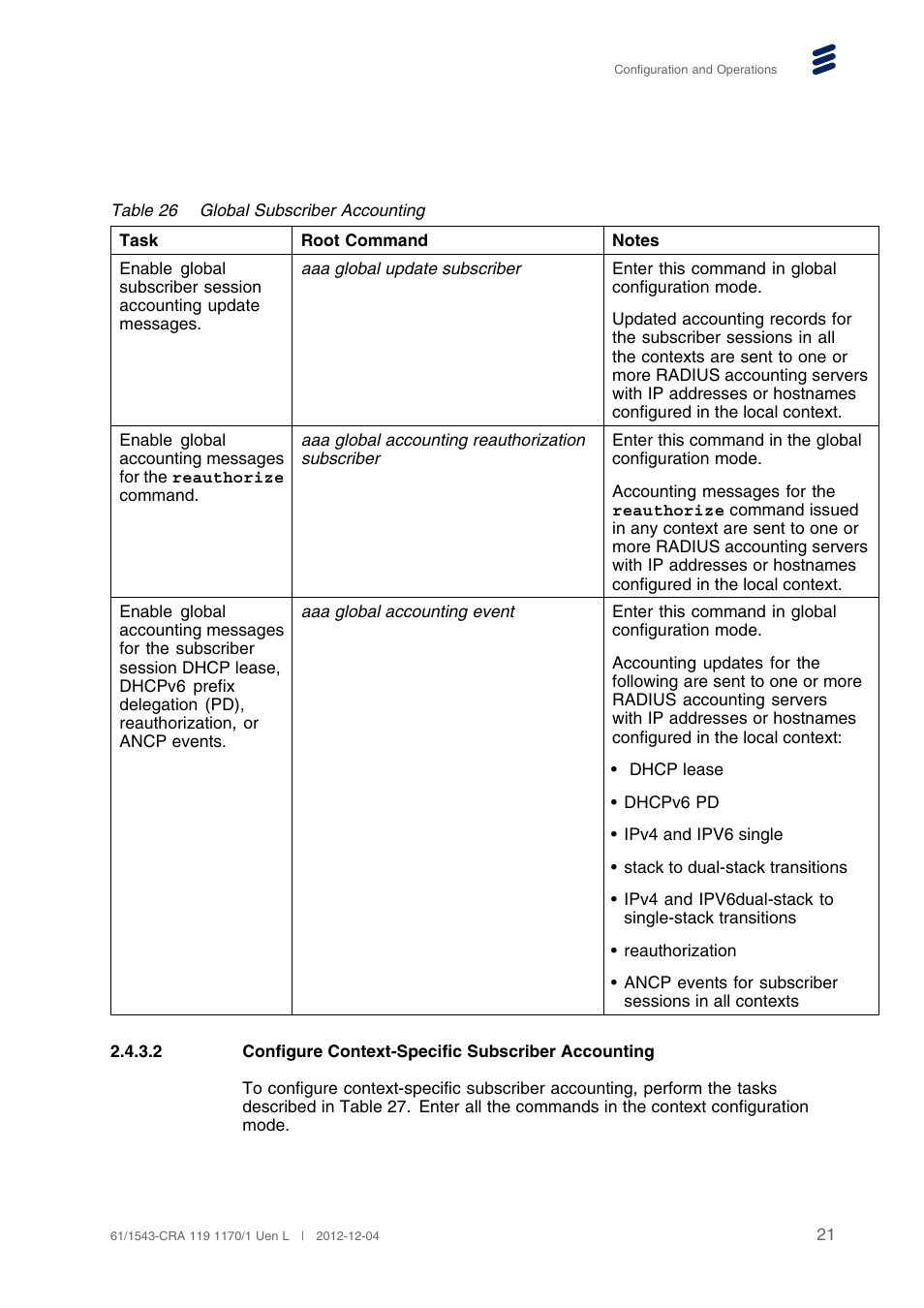 2 configure context-specific subscriber accounting | QTECH SmartEdge 600 Configuration User Manual | Page 25 / 32