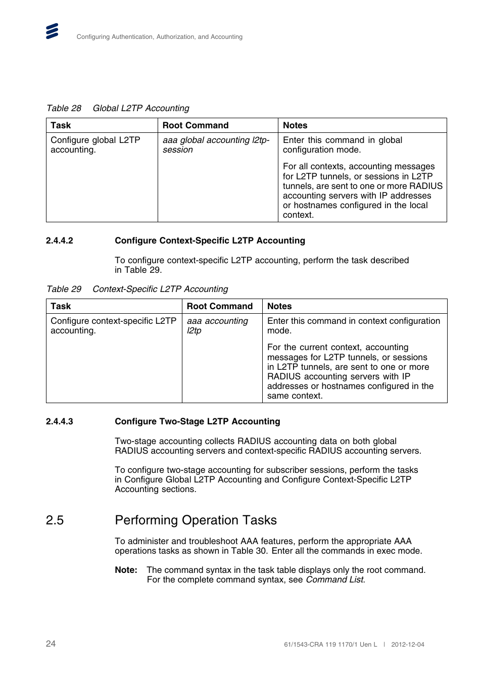 2 configure context-specific l2tp accounting, 3 configure two-stage l2tp accounting, 5 performing operation tasks | Performing operation tasks | QTECH SmartEdge 600 Configuration User Manual | Page 28 / 32