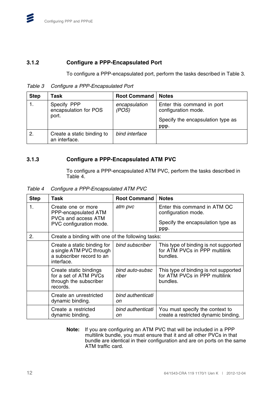 2 configure a ppp-encapsulated port, 3 configure a ppp-encapsulated atm pvc, Configure a ppp-encapsulated port | Configure a ppp-encapsulated atm pvc | QTECH SmartEdge 100 PPP and PPPoE User Manual | Page 16 / 35
