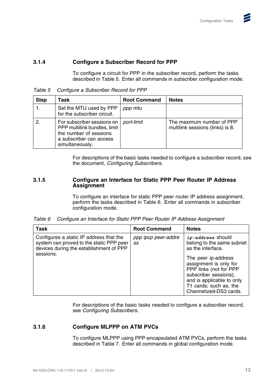 4 configure a subscriber record for ppp, 6 configure mlppp on atm pvcs, Configure a subscriber record for ppp | Configure mlppp on atm pvcs | QTECH SmartEdge 100 PPP and PPPoE User Manual | Page 17 / 35