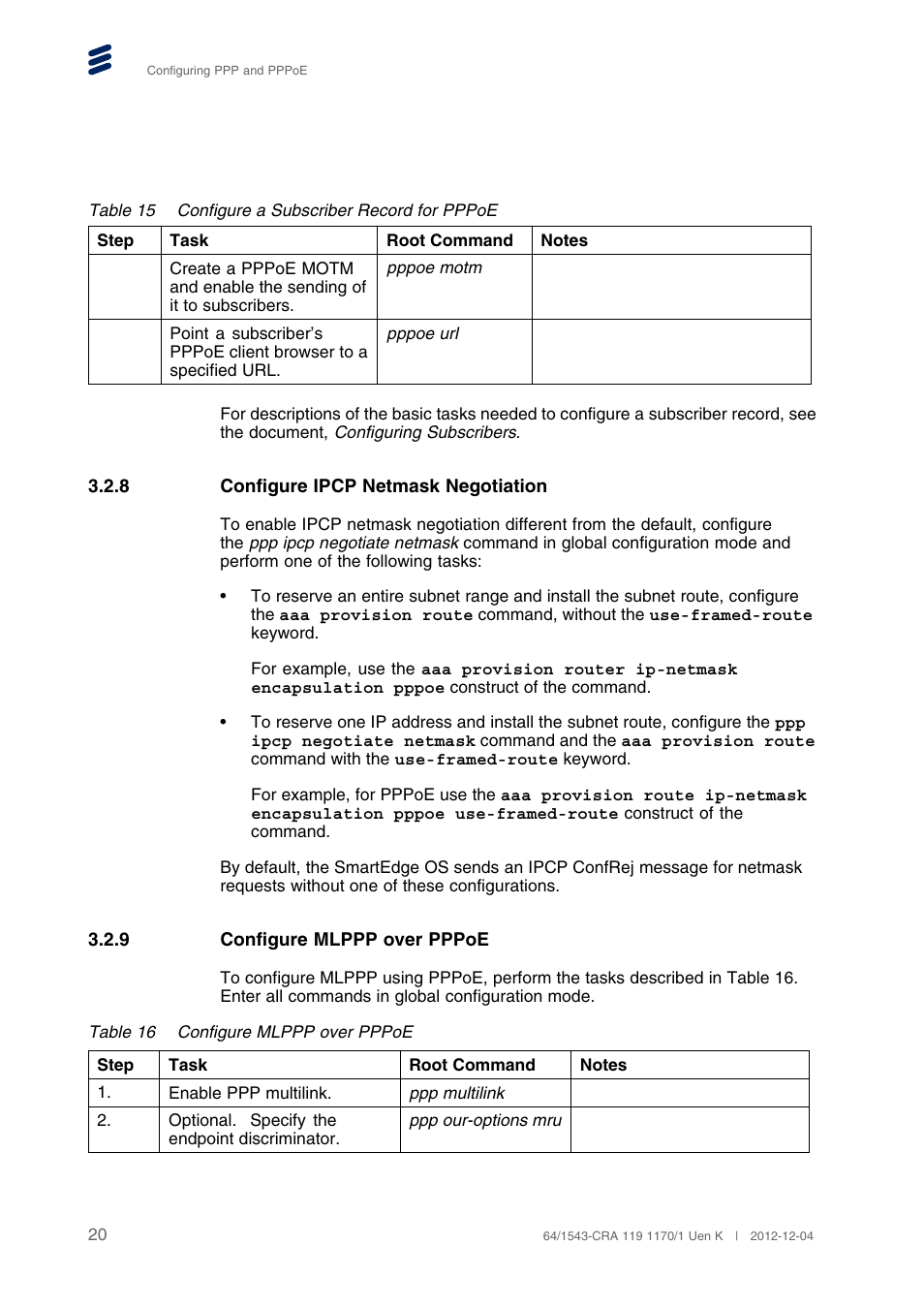 8 configure ipcp netmask negotiation, 9 configure mlppp over pppoe, Configure ipcp netmask negotiation | Configure mlppp over pppoe | QTECH SmartEdge 100 PPP and PPPoE User Manual | Page 24 / 35