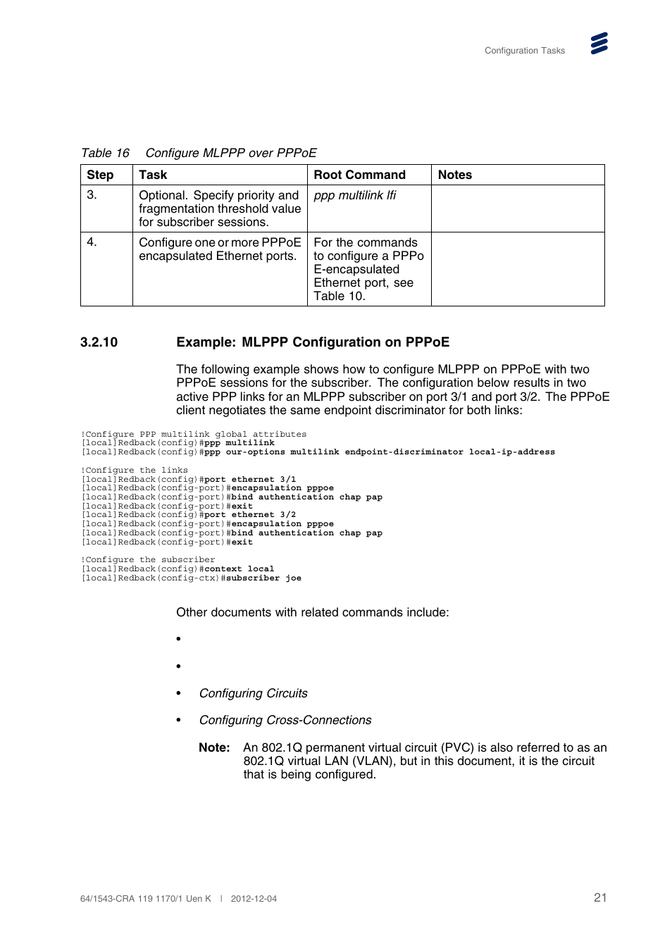 10 example: mlppp configuration on pppoe, Example: mlppp configuration on pppoe | QTECH SmartEdge 100 PPP and PPPoE User Manual | Page 25 / 35