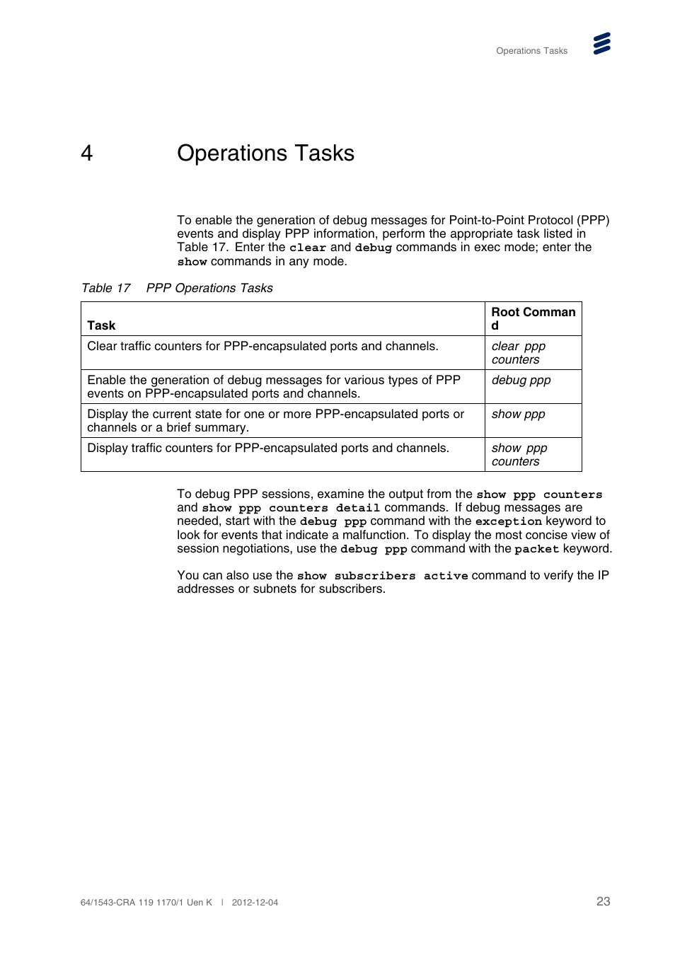 4 operations tasks, Operations tasks, 4operations tasks | QTECH SmartEdge 100 PPP and PPPoE User Manual | Page 27 / 35