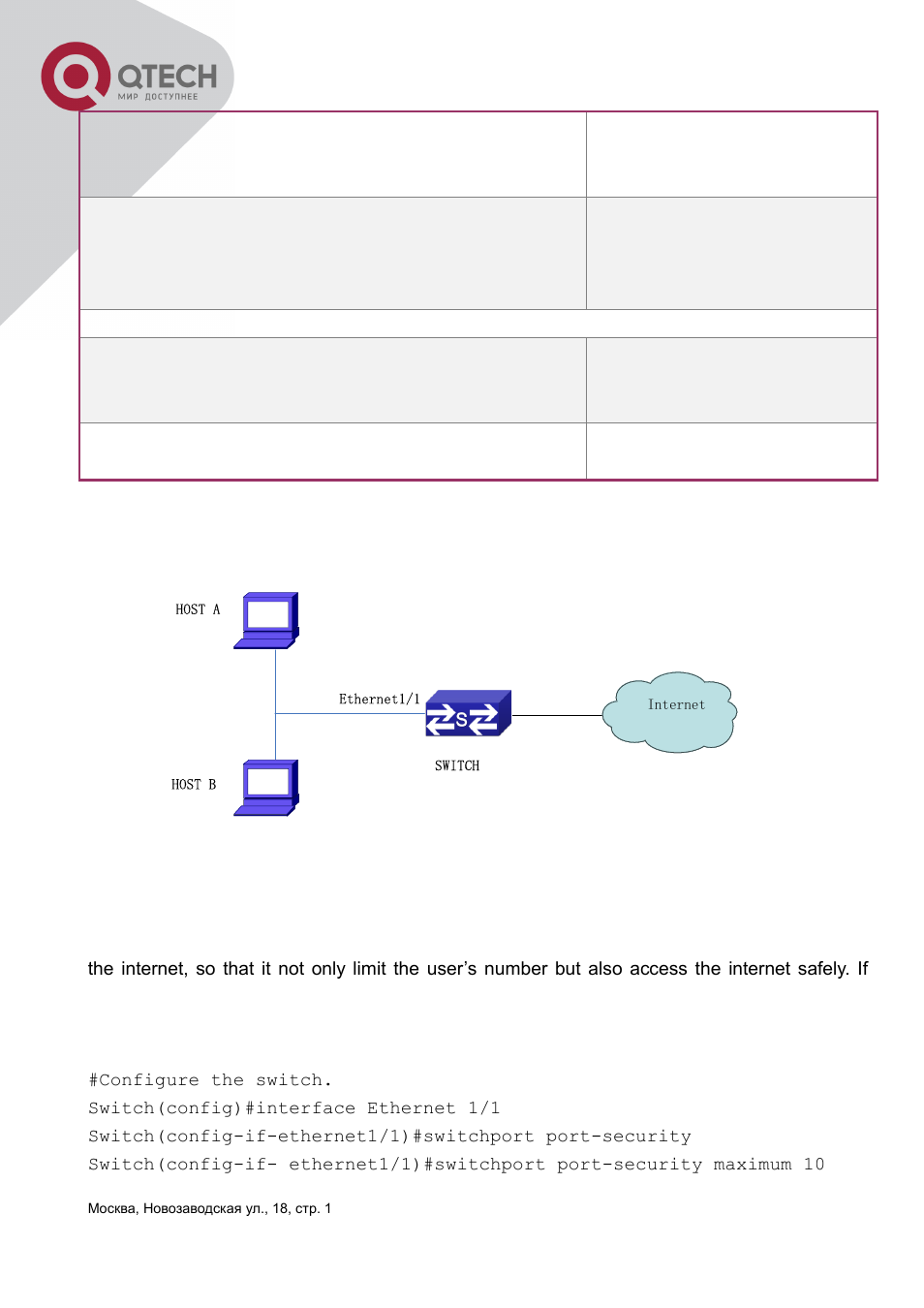 3 example of port security, Xample of, Port | Security | QTECH QSW-3400 Инструкция по настройке User Manual | Page 110 / 465