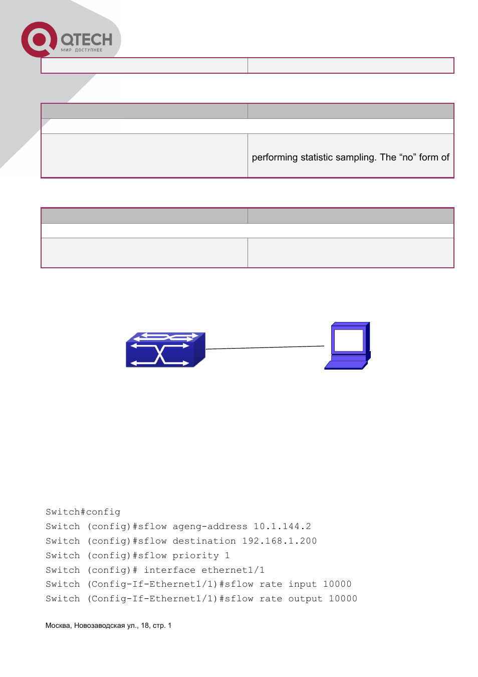 3 sflow examples, Xamples | QTECH QSW-3400 Инструкция по настройке User Manual | Page 423 / 465