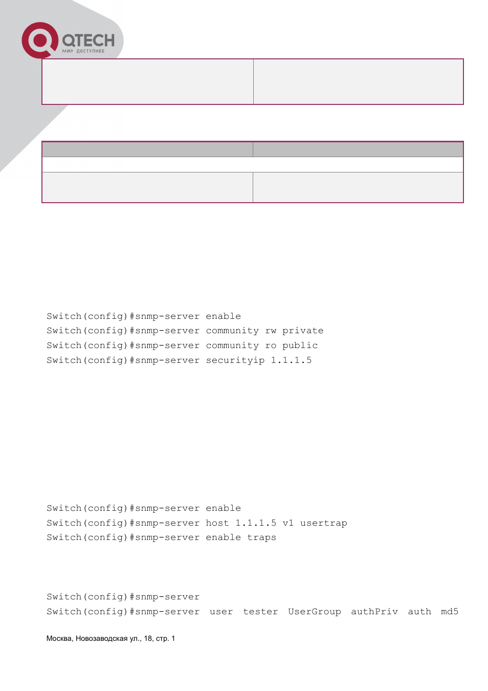 5 typical snmp configuration examples | QTECH QSW-3400 Инструкция по настройке User Manual | Page 46 / 465