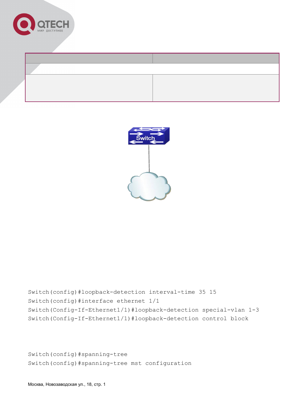 3 port loopback detection function example, Oopback, Etection | Unction, Xample | QTECH QSW-3400 Инструкция по настройке User Manual | Page 78 / 465