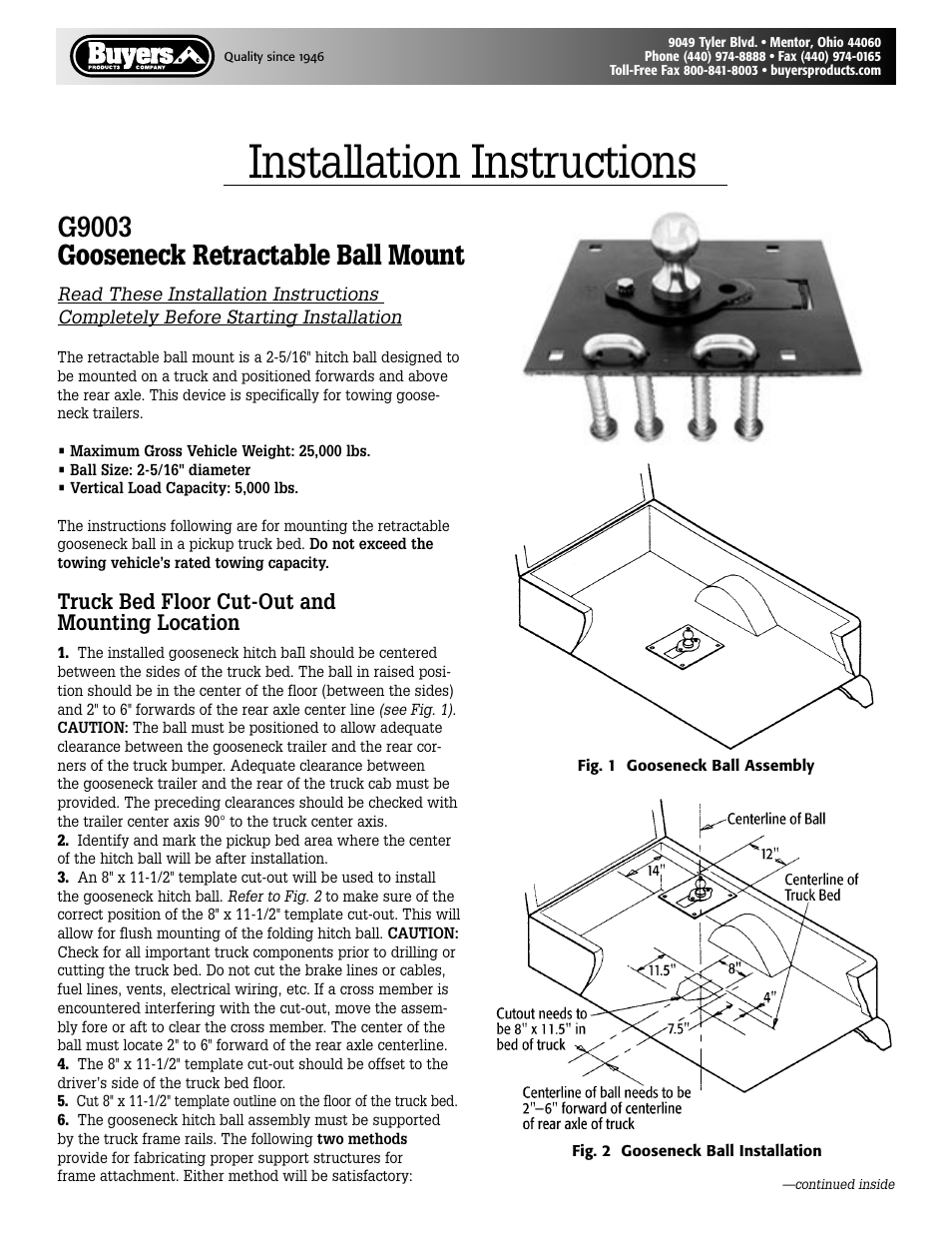 Buyers G9003 User Manual | 4 pages