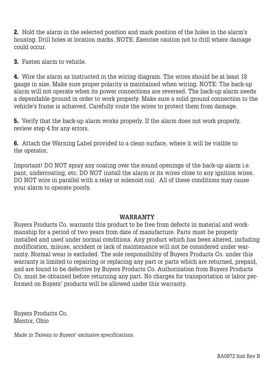 Buyers BA0972 User Manual | Page 2 / 2