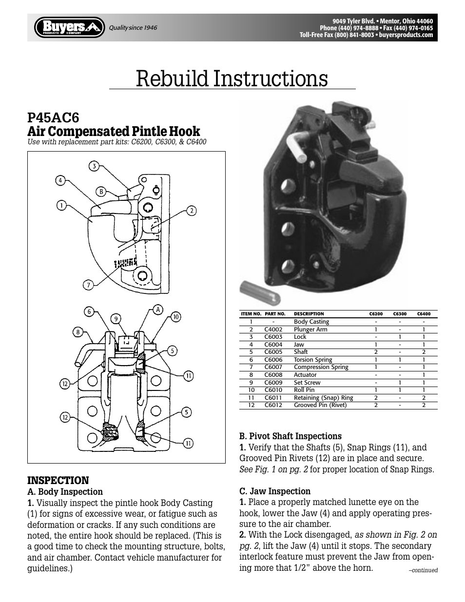 Buyers P45AC6 User Manual | 4 pages