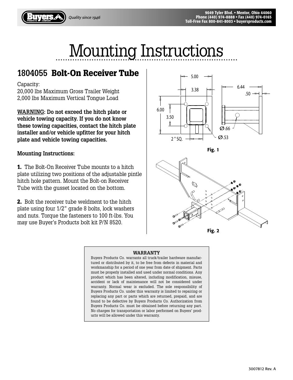 Buyers 1804055 User Manual | 1 page