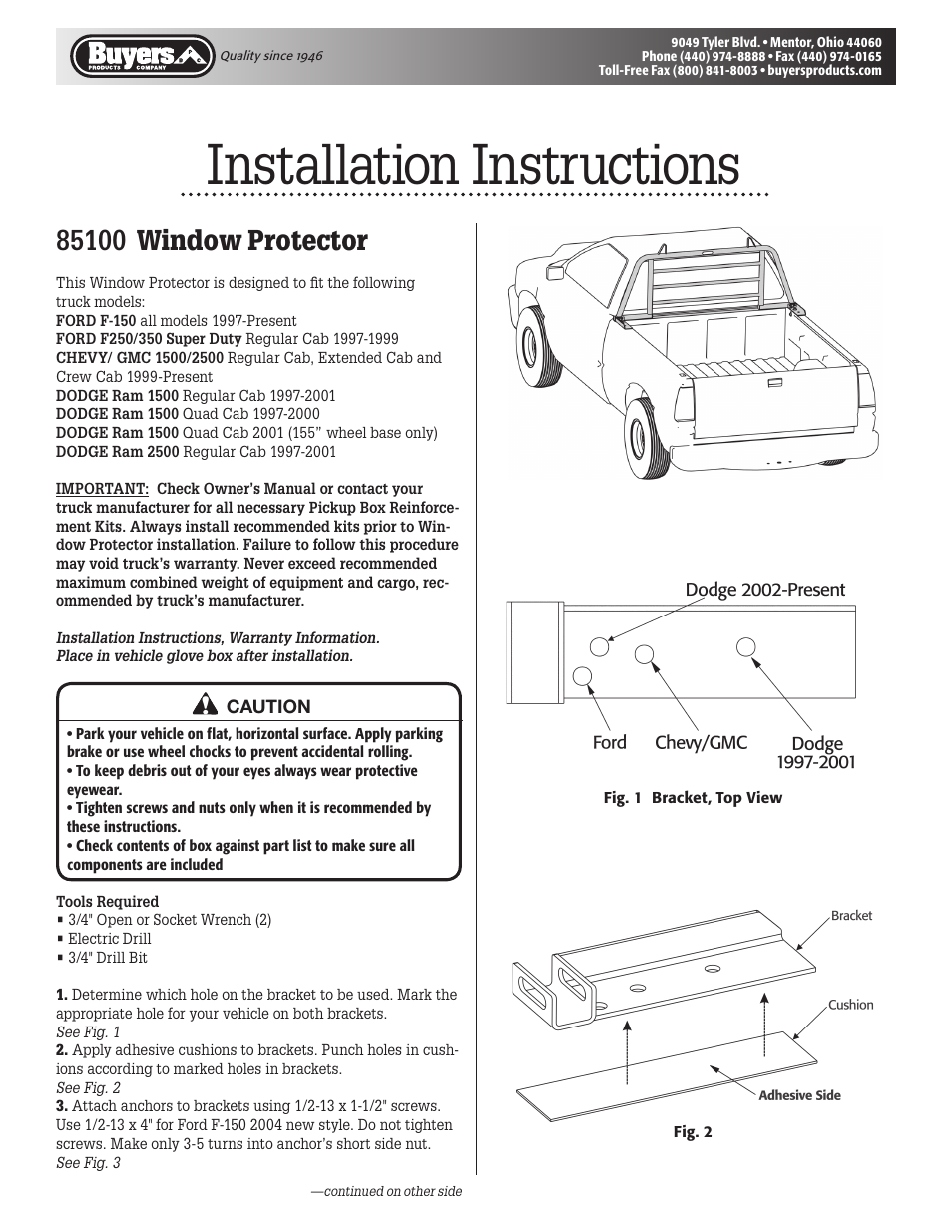 Buyers 85100 User Manual | 2 pages