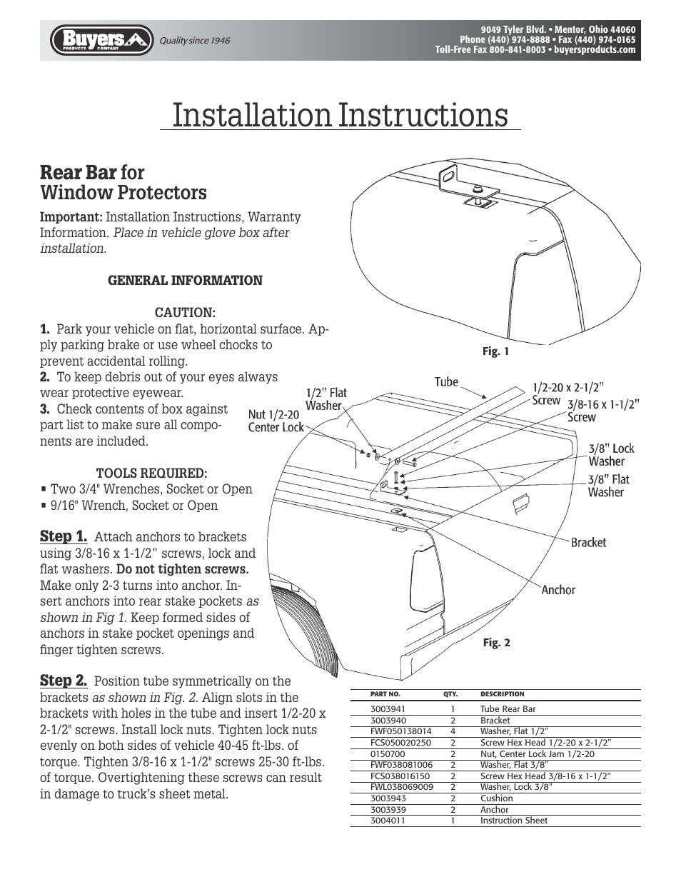 Buyers 85125 User Manual | 2 pages