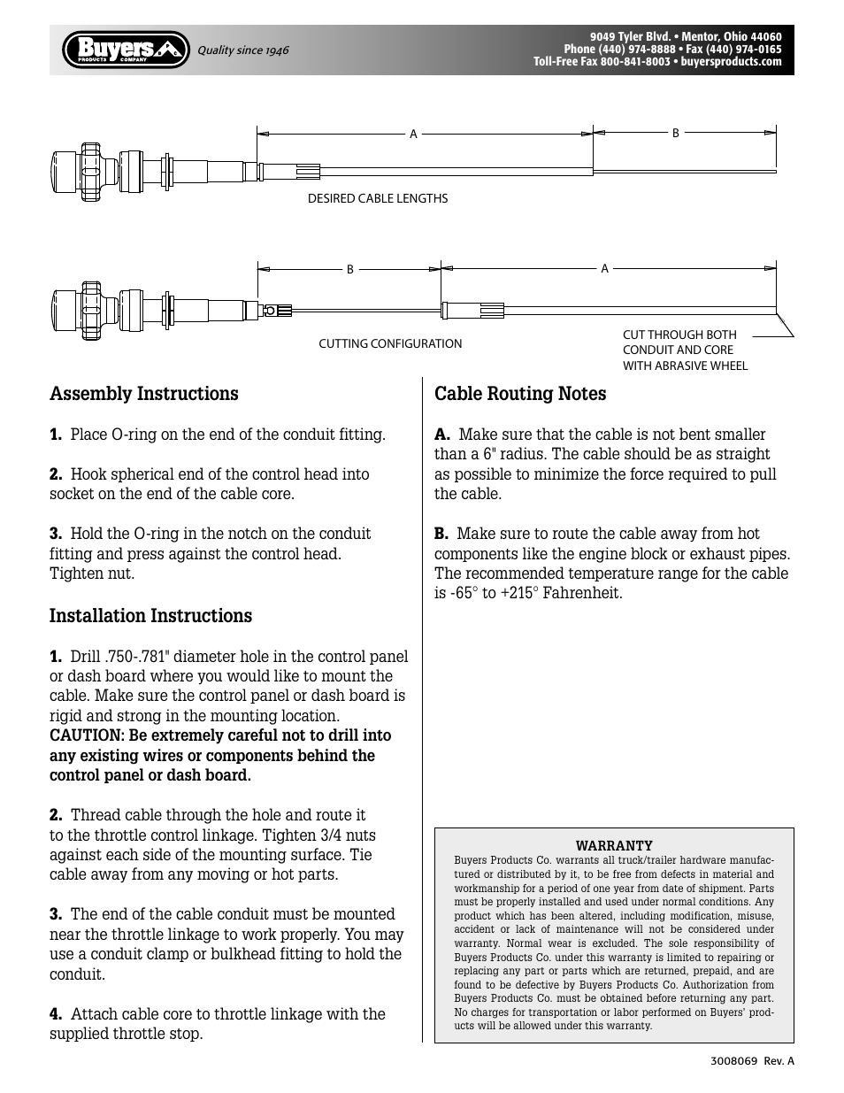 Assembly instructions, Installation instructions | Buyers 4100-Series User Manual | Page 2 / 2