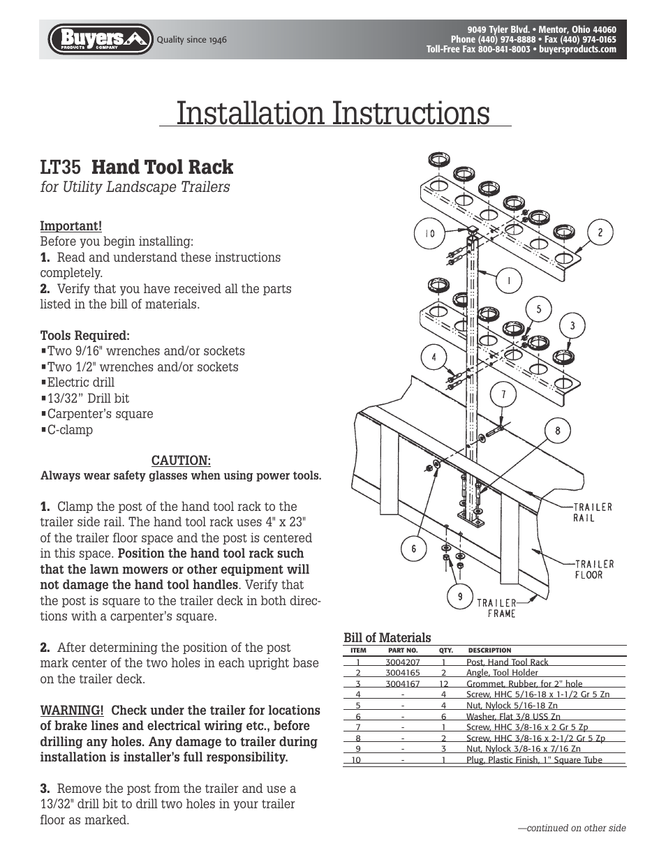 Buyers LT35 User Manual | 2 pages