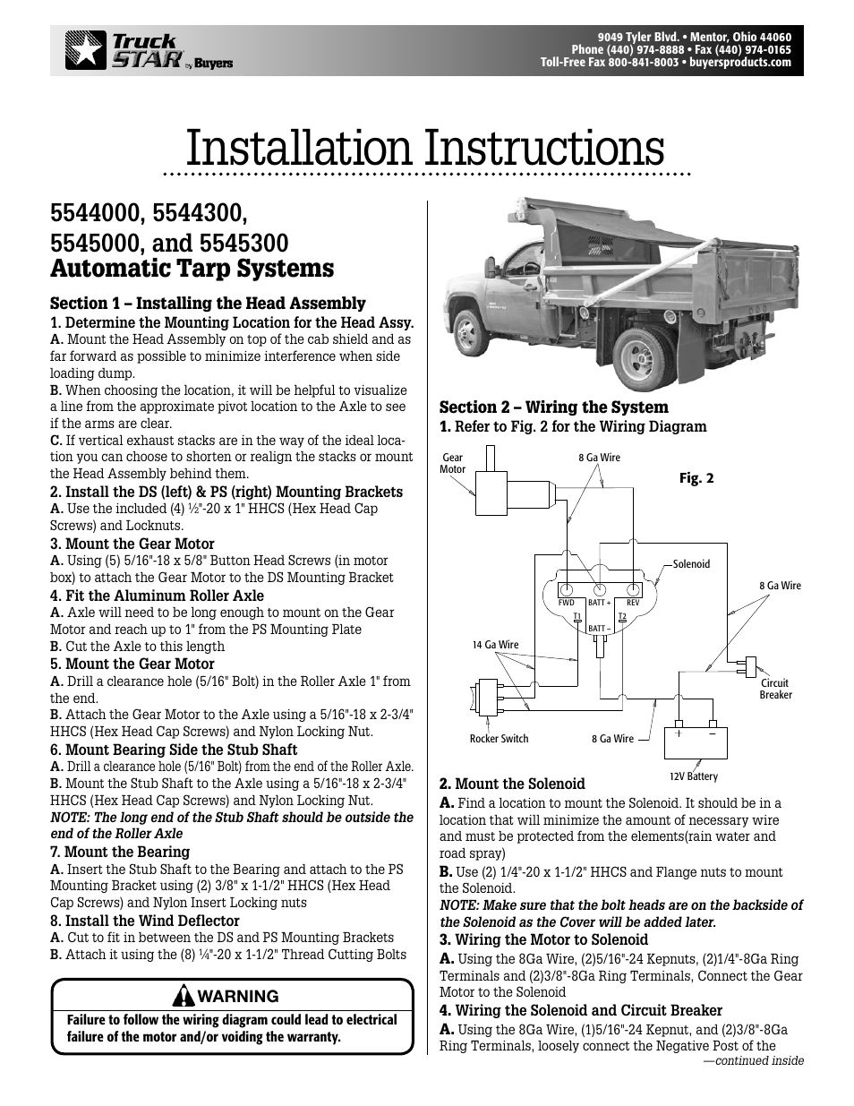 Buyers 5544000, 5545000, etc. User Manual | 4 pages