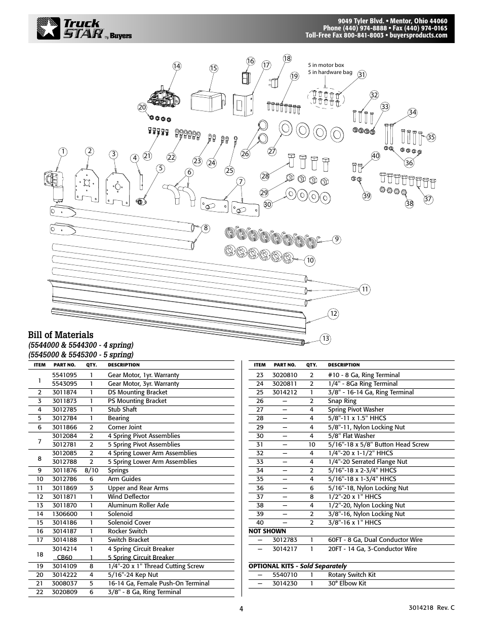 Bill of materials | Buyers 5544000, 5545000, etc. User Manual | Page 4 / 4