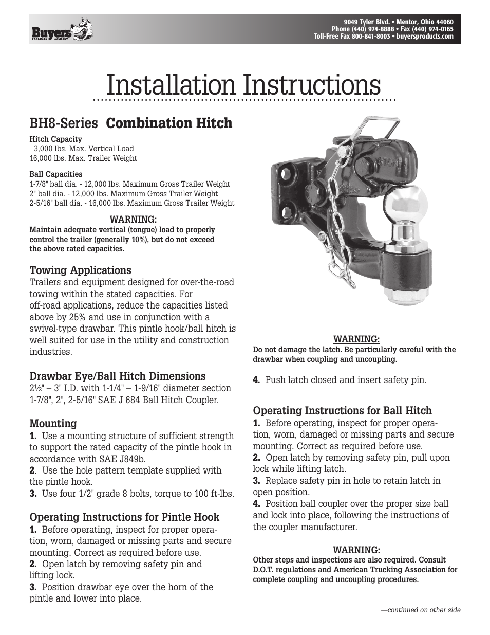 Buyers BH81780 User Manual | 2 pages