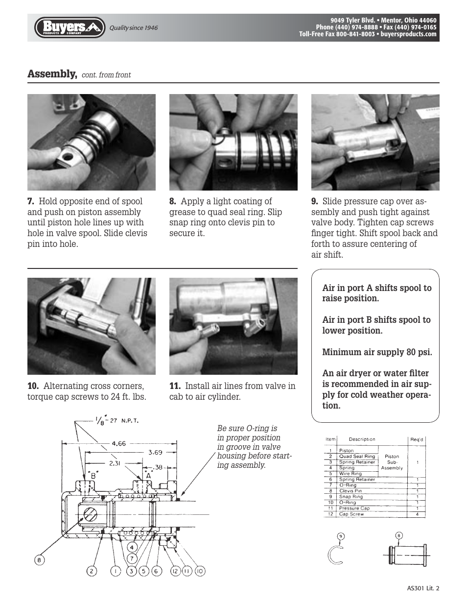 Assembly | Buyers AS301 User Manual | Page 2 / 2