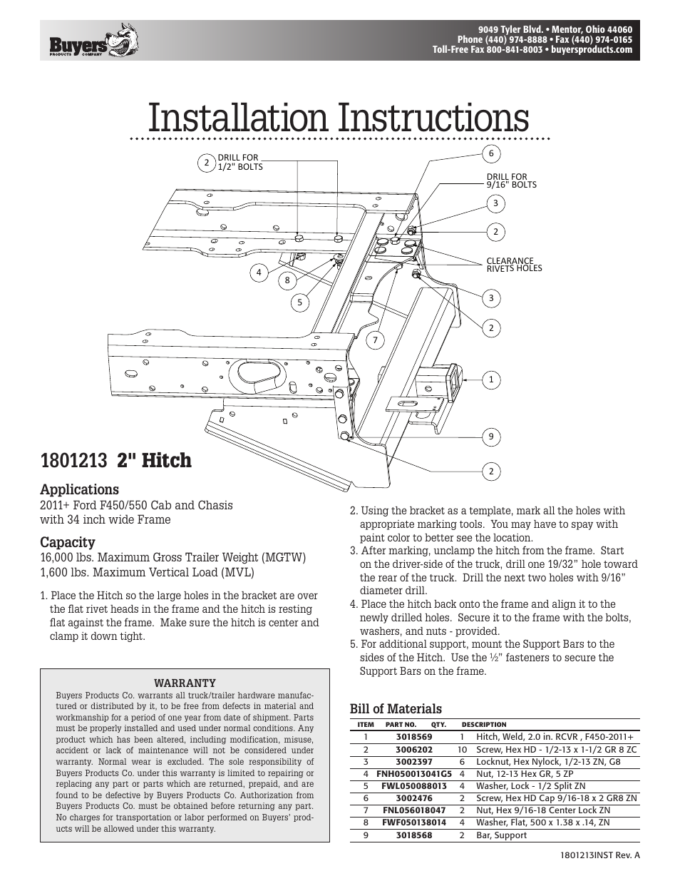 Buyers 1801213 User Manual | 1 page