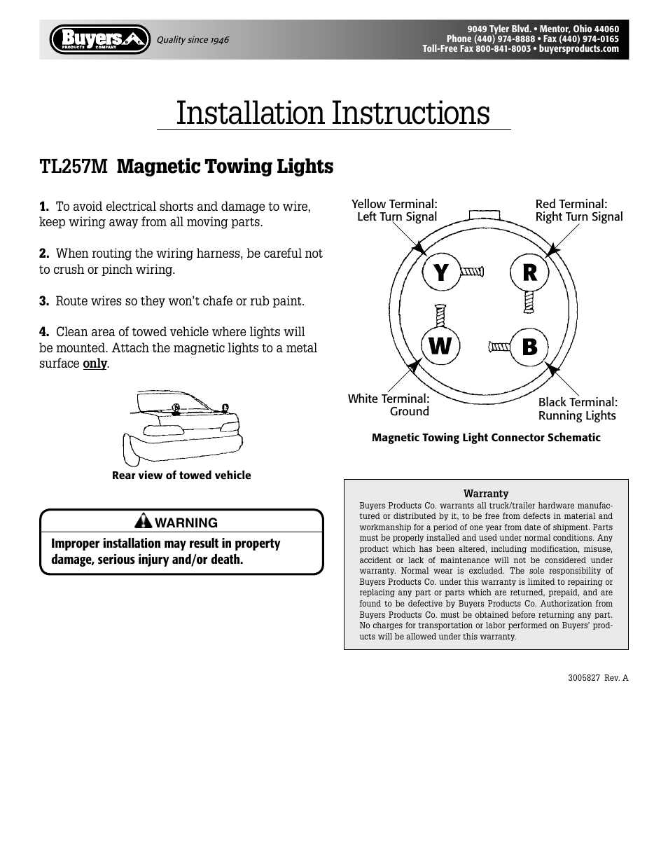 Buyers TL257M User Manual | 1 page