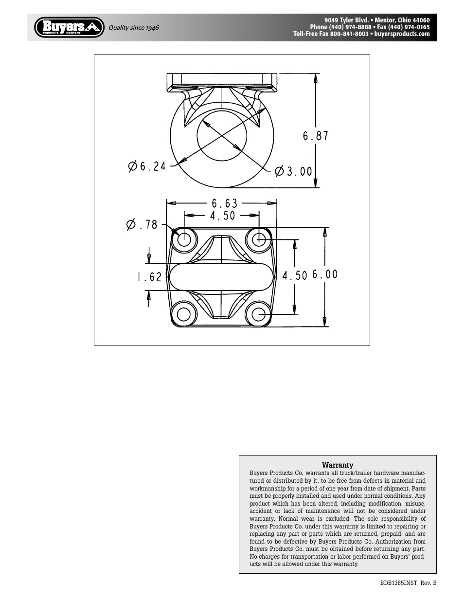 Buyers BDB1385 User Manual | Page 2 / 2