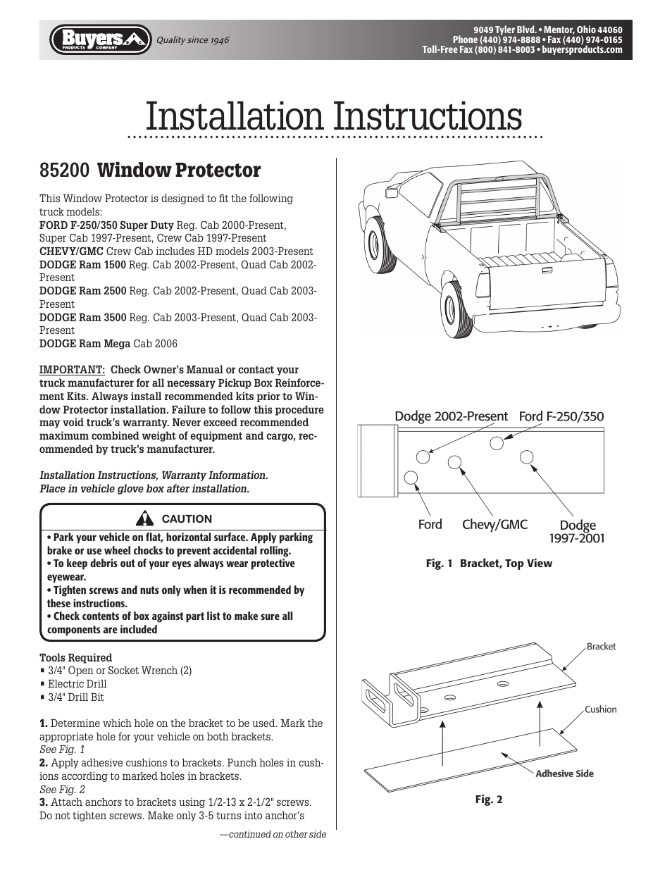 Buyers 85200 User Manual | 2 pages