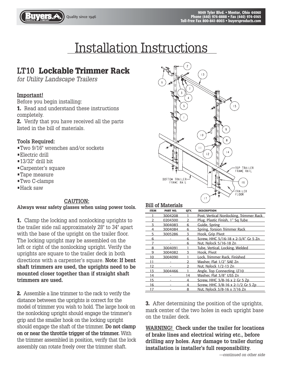 Buyers LT10 User Manual | 2 pages