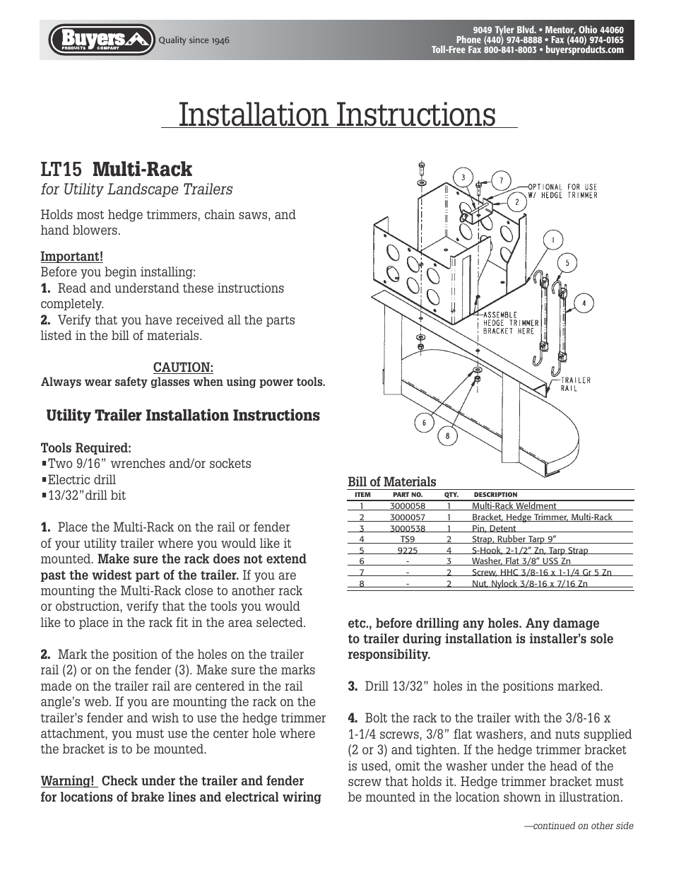 Buyers LT15 User Manual | 2 pages