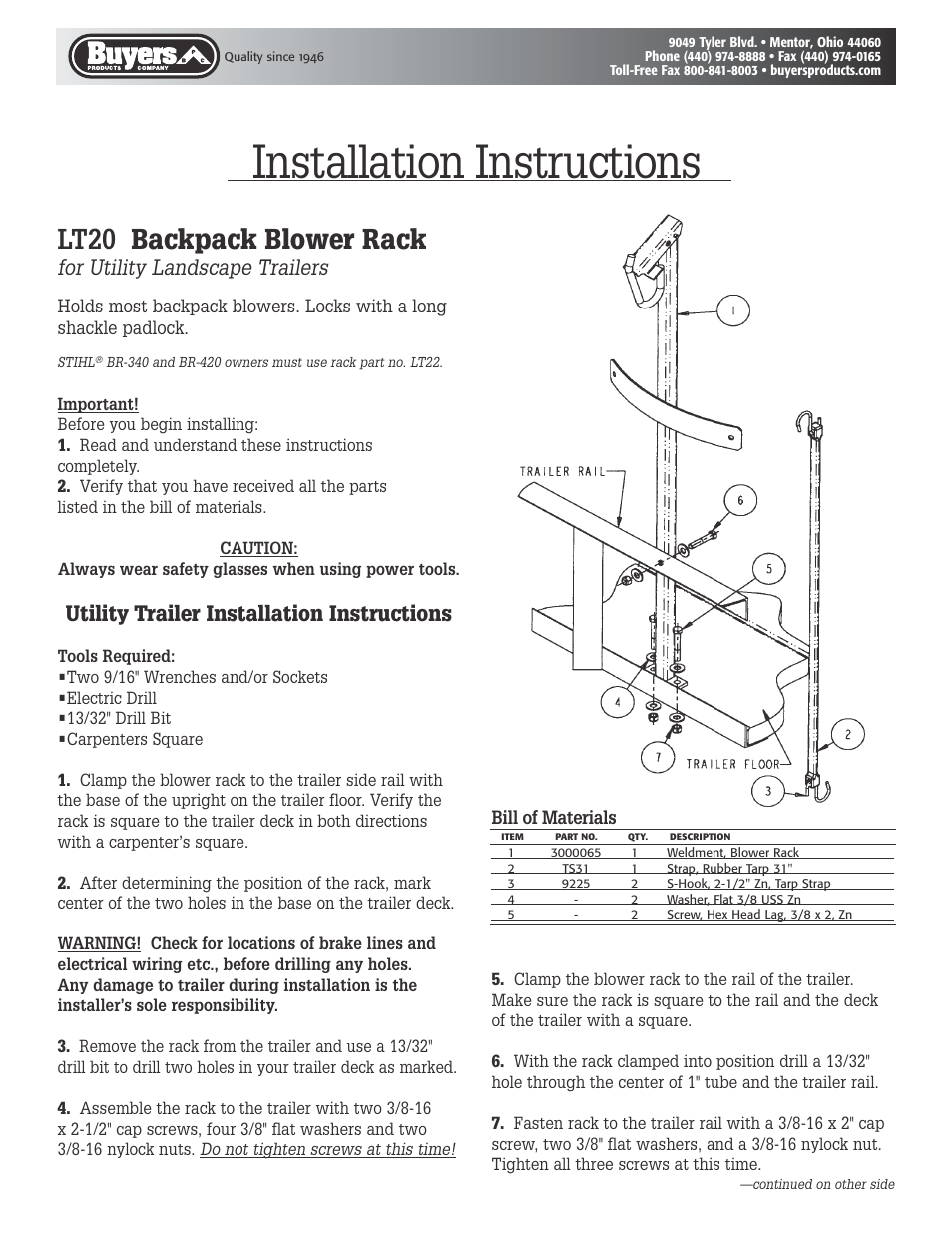 Buyers LT20 User Manual | 2 pages