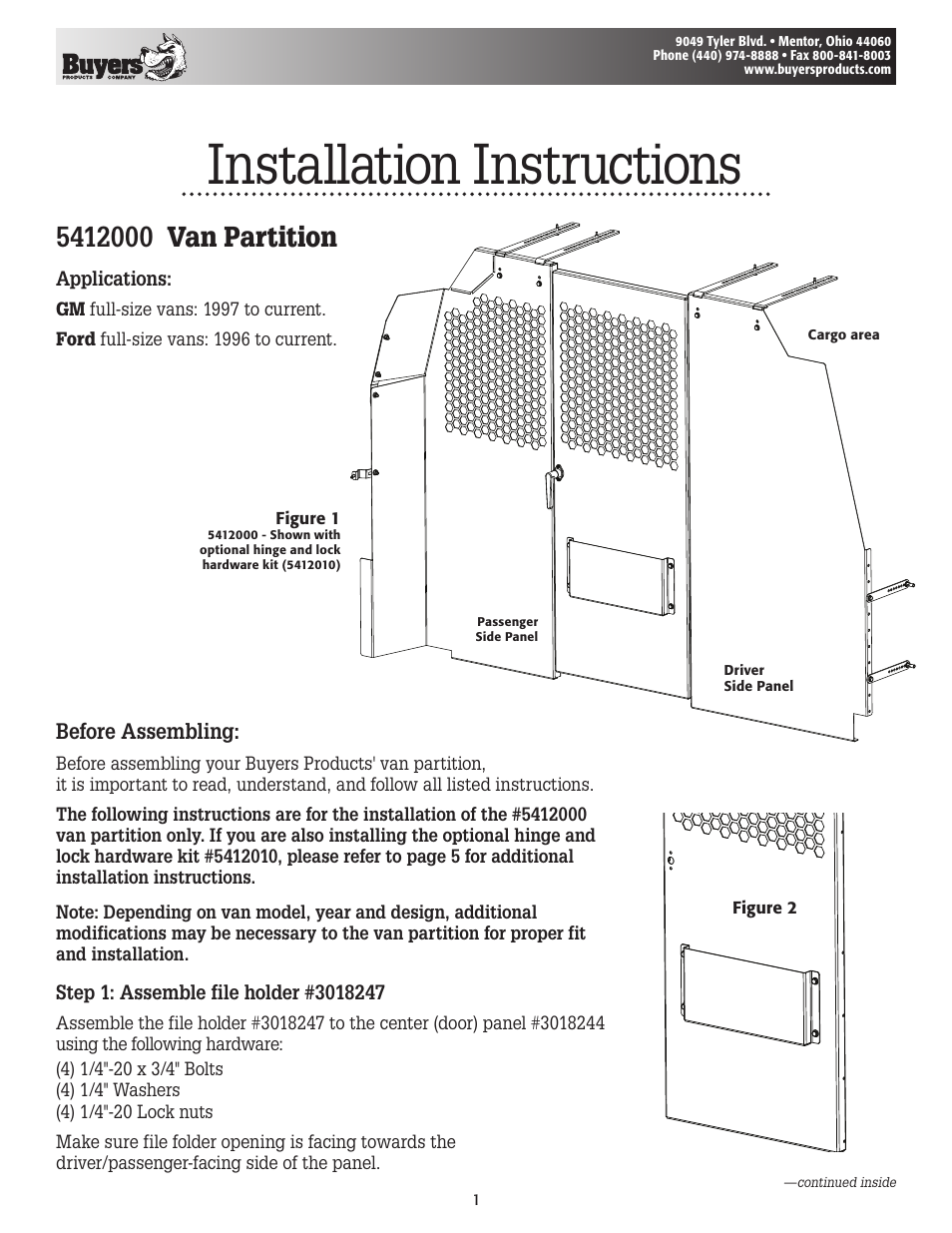 Buyers 5412000 User Manual | 8 pages