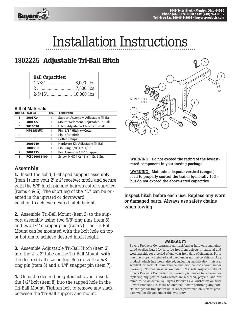 Buyers 1802225 User Manual | 1 page