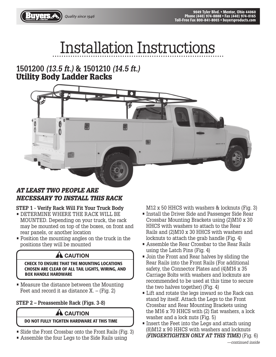 Buyers 1501200 User Manual | 8 pages