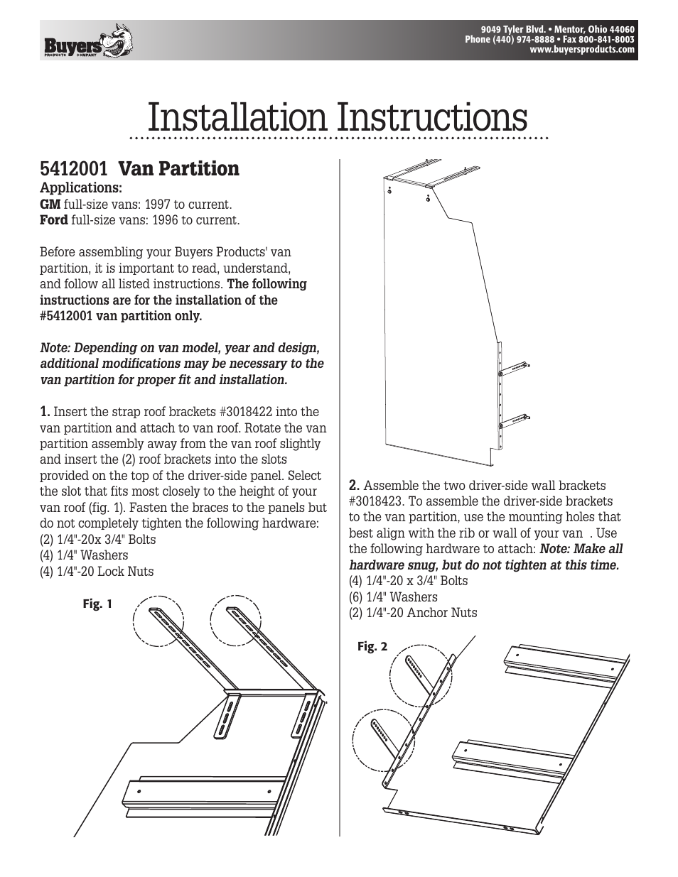 Buyers 5412001 User Manual | 2 pages