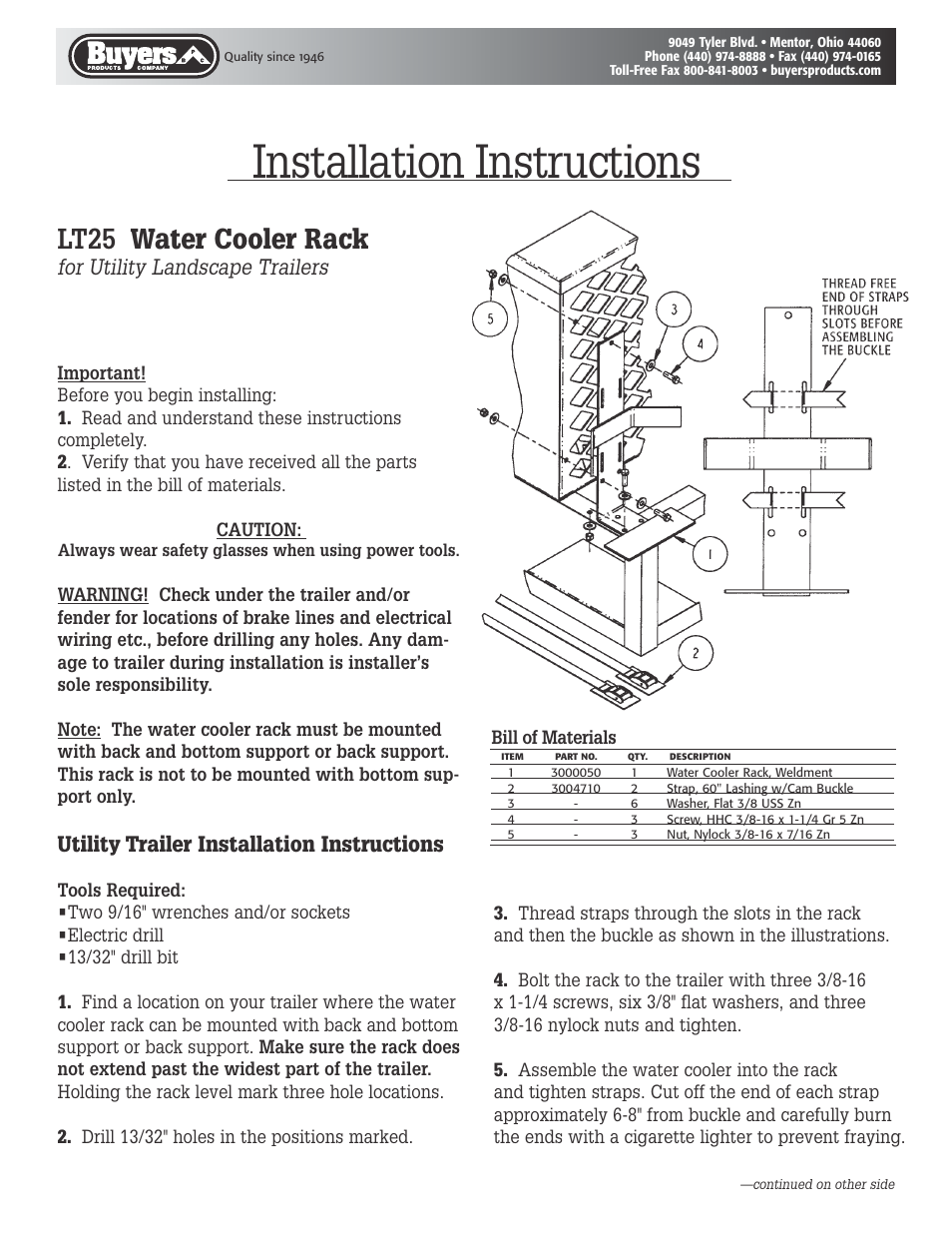 Buyers LT25 User Manual | 2 pages