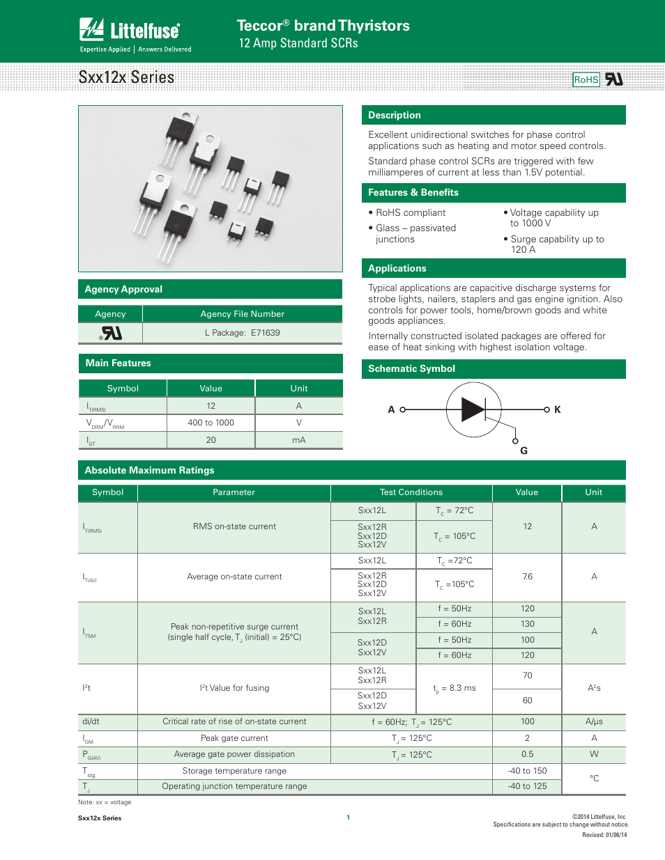 Littelfuse Sxx12x Series User Manual | 9 pages