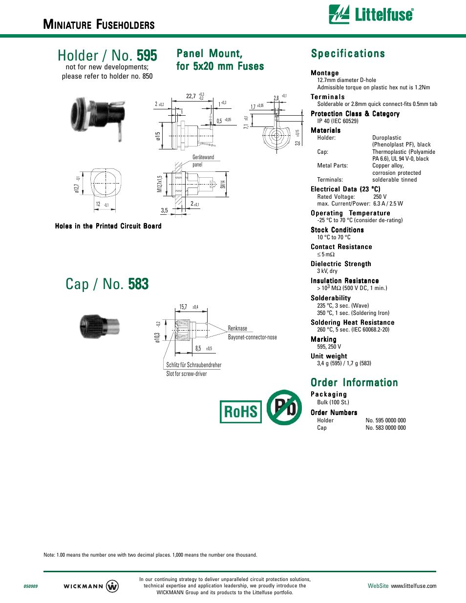 Littelfuse 595 Series User Manual | 1 page