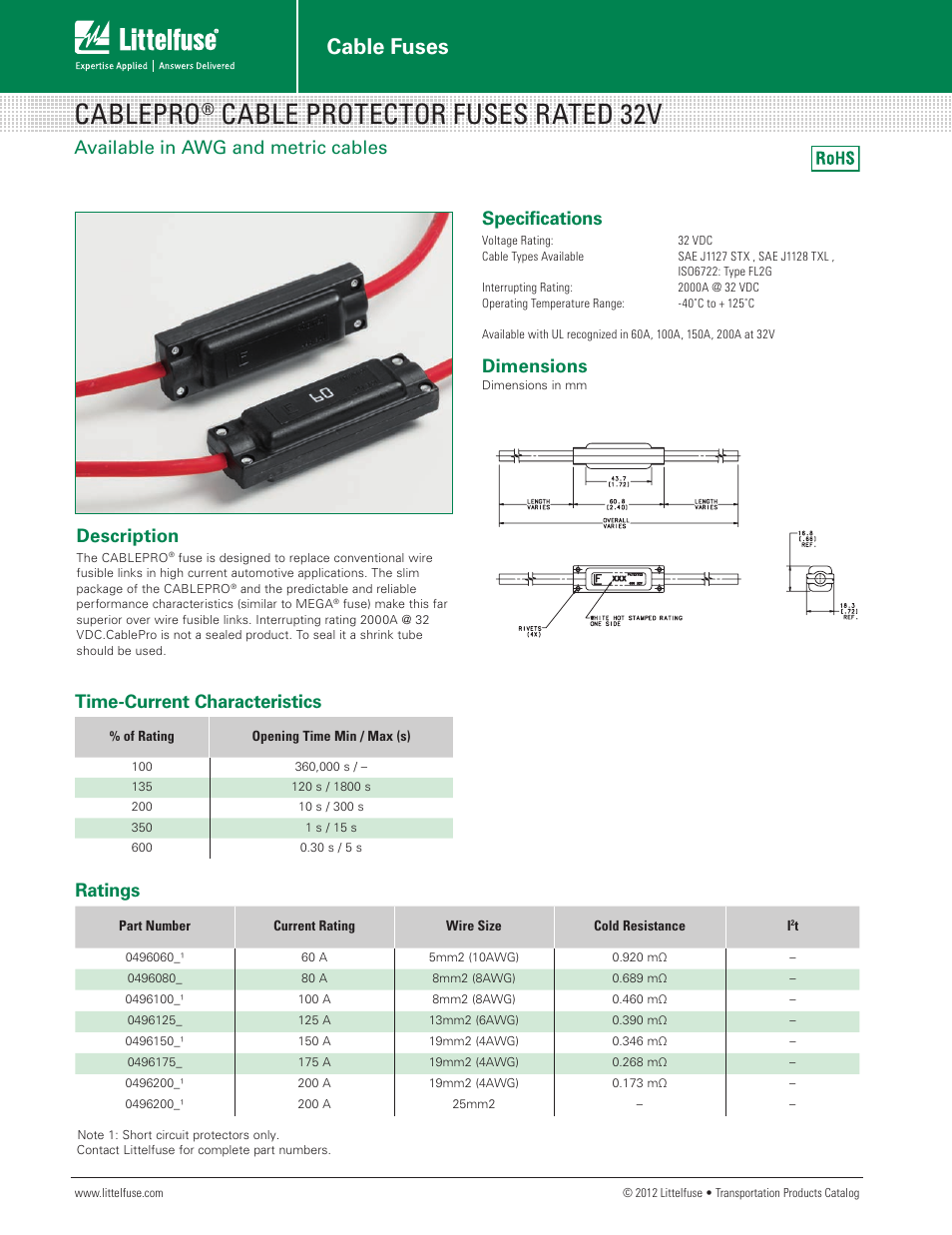 Littelfuse CablePro Series User Manual | 1 page