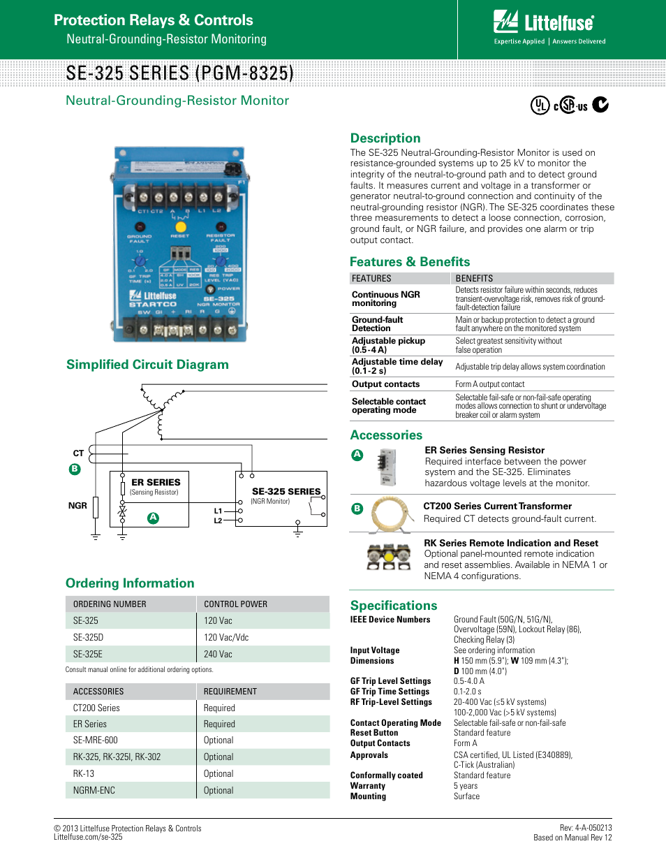 Littelfuse SE-325 Series User Manual | 1 page