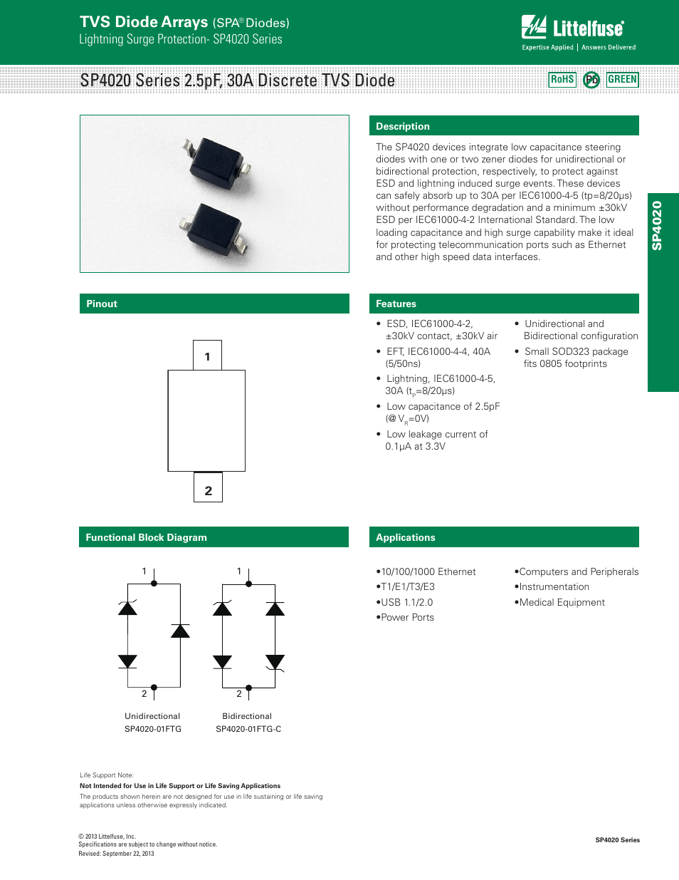 Littelfuse SP4020 Series User Manual | 4 pages