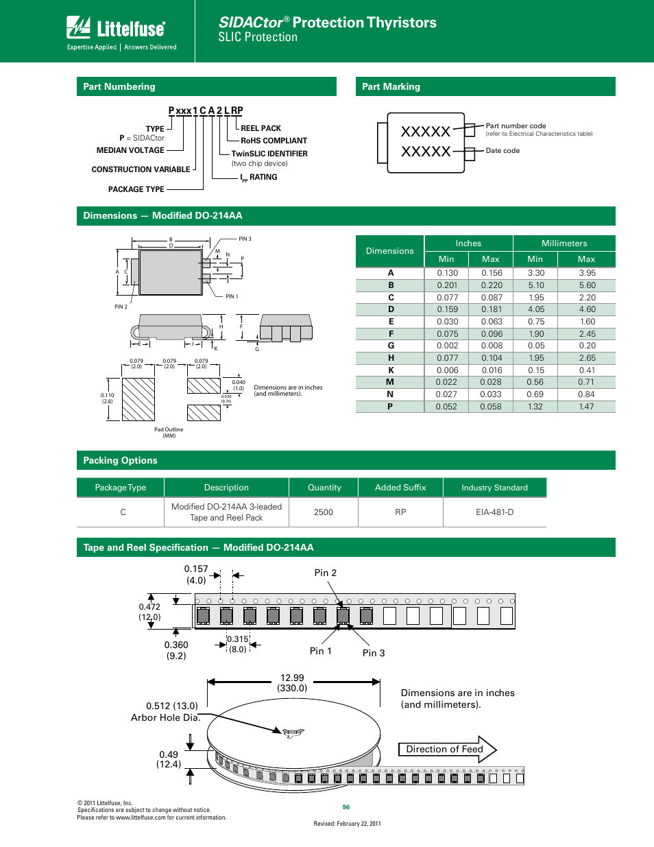 Sidactor, Protection thyristors, Slic protection | Littelfuse Fixed Voltage TwinSLIC Series DO-214 User Manual | Page 4 / 4